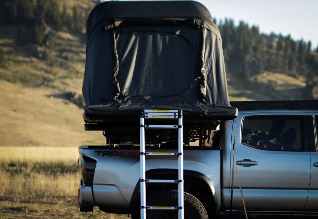 This is a picture of my Toyota Tacoma with the new Roof Space 2.0 Tent on the back of my truck.